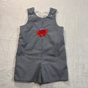 Crab applique gingham Jon Jon romper size 4t